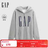GAP男女装2025秋季新款logo印花抓绒宽松运动连帽衫卫衣786920 灰色 M (170/92A)亚洲尺码【偏大,建议拍小一码】