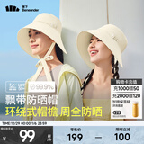 蕉下（beneunder）防晒帽女夏季飘带帽防晒渔夫帽系带镂空太阳帽女帽登山帽 【经典款】高岭白