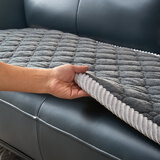 恬景老式实木红木沙发座垫子秋冬真皮沙发坐垫直排三人加厚防滑椅子垫 兔毛宽边 深灰色 55cm*180cm 【厚度2.5厘米】