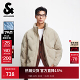 杰克·琼斯（JACK&JONES）男装25年冬季潮流立领保暖压胶外套宽松短款休闲鸭绒男士羽绒服 卡其色E11 M 175