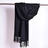 故事佳人纯色羊毛围巾女搭披肩秋冬季两用欧美长款围脖 4号黑色