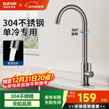 苏泊尔（SUPOR）厨房龙头304不锈钢360度可旋转洗菜盆专用水槽龙头单冷水龙头枪灰