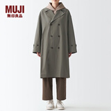 无印良品 MUJI 男女通用 不易沾水 宽版 双排扣大衣 无性别 男款女款 BDE15C1A 浅灰棕色 S-M