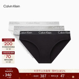 Calvin Klein内衣女士三条装经典提花腰边ck舒适棉质微弹性感比基尼三角内裤女 MPI-太空黑/椰青灰/月光白 3条 M 尺码偏大，建议拍小一码