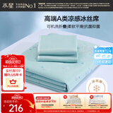 水星家纺冰丝凉席可机洗凉席冰丝席子1.8x2米软凉席可折叠三件套床笠款