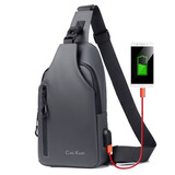 袋鼠（KANGAROO）胸包男士斜挎包韩版简约单肩包潮牌背包高颜值休闲百搭小包邮差包 灰色