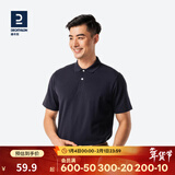 迪卡侬（DECATHLON）polo衫男T恤短袖男士夏季翻领运动速干T恤纯色大码 全棉深蓝 3XL (185) 132B