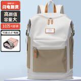 第九城（V.NINE）双肩包女士旅行背包女大容量15.6英寸电脑包防泼水高中大学生书包