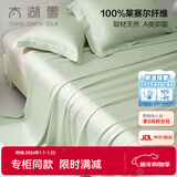 太湖雪枕套一对装A类100%兰精天丝面料莱赛尔抗菌床单隔脏被单 春竹绿床单【245x250cm】 A类抗菌100%天丝面料 48cm*74cm