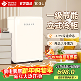 西泠立式冷柜一级能效风冷无霜家用冰柜风冷冰柜小冰箱小冷柜深度冷冻冷藏转换商用母婴母节能以旧换新 100升 立式冷柜复古风 1级能效 -18℃深速冷冻