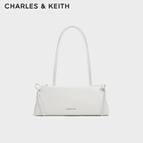 CHARLES&KEITH蝴蝶结简约单肩腋下包法棍包生日礼物送女友CK2-20160193 Meringue White白色 中包