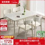 全友家居奶油风餐桌小户型长方形实木腿吃饭桌椅子组合一桌四椅家用 木质台面|1.2m餐桌+餐椅*4