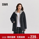 森马（Semir）外套女中长款西装领通勤宽松2024冬含羊毛双面呢夹克109724108021