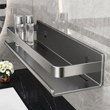 易柏卫生间置物架免打孔壁挂化妆品收纳架浴室层架洗漱台厕所置物架 【加厚】枪灰色+挂钩 长40cm