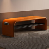 延玺换鞋凳鞋架入户门口鞋柜长条轻奢一体进门可坐玄关高级感穿鞋坐凳 橘色（拉点款） 120*35*42cm（猫抓皮+碳素钢框架）