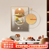 墨派 轻奢餐厅装饰画现代简约带钟表组合挂画饭厅背景墙壁画客厅挂画 福禄生财 60*80cm镶钻画+直径60cm钟表