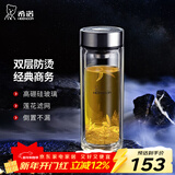 希诺（heenoor）双层玻璃杯男士办公泡茶杯送礼耐高温大容量水杯中秋节礼物礼盒 经典-小容量265ml
