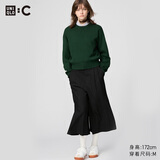 优衣库合作款/女装打褶裙裤/高腰休闲裤裤子479698 09 黑色 M /160/68A