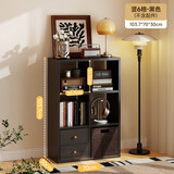 宜搭家居书架钢制格子柜自由组合落地置物架一体靠墙可移动幼儿园书柜 竖6格｜黑色无背板70*103.7cm