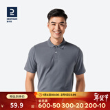 迪卡侬（DECATHLON）polo衫男T恤短袖男士夏季翻领运动速干T恤纯色大码 全棉深灰 L (180) 100A