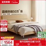 全友家居现代简约高箱储物收纳床主卧1.8米x2米双人大床家具政府补贴 【原木色 | 高脚】床+302床头柜*2+01床垫 1.8x2米【爆款+性价比超高】