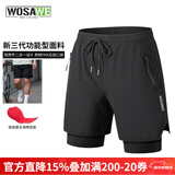 沃萨维（WOSAWE）公路车夏季骑行短裤男透气休闲骑行服自行车五分裤山地车速降套装 跨越三代-经典黑 一体坐垫 L （适合70-80公斤）