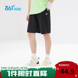 361°儿童短裤夏季男女童3-12岁透气运动裤梭织五分裤 黑 130