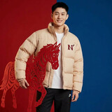耐克NIKE男短款立领羽绒服 马年限定外套 CLUB系列IQ3706-126米白2XL