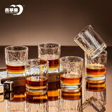青苹果锤纹玻璃洋酒杯220ml6只 烈酒杯威士忌酒杯 玻璃杯水杯饮料杯
