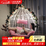 乐系（LEXI） 吊椅双人鸟巢秋千吊篮家用室内阳台吊兰户外吊床藤椅摇篮椅躺椅 单人白色细藤 静音款