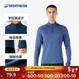 迪卡侬（DECATHLON）冬季内搭速干长袖t恤男训练服运动速干衣健身跑步上衣RUNM 暗夜蓝（保暖速干） S