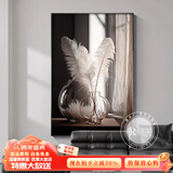 瑞尚（RUISHANG） 极简抽象玄关装饰画现代简约样板间挂画落地画客厅沙发背景墙画 hh607-羽逸清辉 80*120铝合金外框+晶瓷面(推荐)
