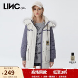 金羽杰冬季新潮羽绒派克服女中长款大毛领连帽拼接羽绒服女士Y21606161