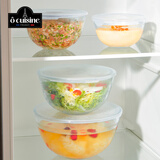 欧贵厨法国进口玻璃碗带盖微波炉加热专用耐高温家用和面盆沙拉碗烘焙碗 【带盖】24cm(3L)和面碗（烘焙碗、蒸烤蛋糕碗）