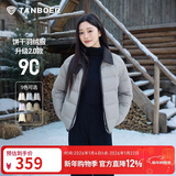 坦博尔轻薄羽绒服女短款翻领宽松舒适衬衫式女士外套330226D 夏云灰175