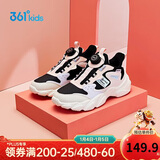 361°童鞋 儿童跑鞋25冬季女中大童旋钮扣革面回弹运动鞋 灰37