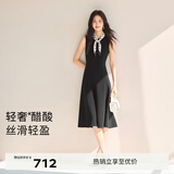 伊芙丽（eifini）【高智延续】伊芙丽经典鱼尾裙摆显瘦收腰二醋酸法式小黑裙女裙子 黑色 S /155/80A/