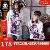 闪电潮牌（GENANX）太空棉夏季T恤男嘻哈情侣装宽松字母印花动漫五分袖潮流短袖 白色 S