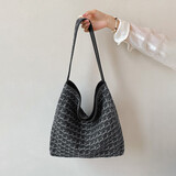 妙迪慵懒轻便大容量软牛仔宽肩带千鹿纹托特包休闲帆布单肩腋下包包女
