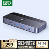 绿联USB共享切换器四进四出 打印机切换器4进4出 四台电脑主机共用键盘鼠标u盘硬盘四口分线器35764