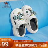 骆驼（CAMEL）洞洞鞋女时髦DIY原创鞋花松糕厚底凉拖鞋 L24M071642 白色 38/39 