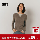 森马（Semir）森马毛衣女短款假两件含羊毛针织衫24冬新款保暖内搭109724107015