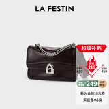 拉菲斯汀包包女包2025新款牛皮通勤单肩斜挎包品牌A字门腋下小方包 622037 栗子棕【JD专供】