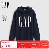 GAP男女装2025秋季新款logo印花抓绒宽松运动连帽衫卫衣786920 海军蓝 3XL (185/108A)亚洲尺码【偏大,建议拍小一码】