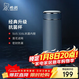 希诺（heenoor）抗菌保温杯316L不锈钢茶杯男带滤网车载水杯XN-9606K深灰色 480mL