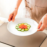 斯凯绨（Sky Top）陶瓷盘子骨瓷西餐盘大号牛排盘饺子盘家用酒店纯白10英寸月光形