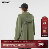 BJHG不计后果春秋简约刺绣加绒开衫连帽卫衣男潮牌欧美风宽松情侣外套 军绿色 2XL
