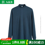 AB内衣纯棉大码男半高领秋衣棉毛衫全棉透气打底上衣T667 深蓝 2XL