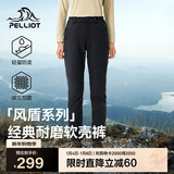 伯希和（Pelliot）【风盾】冲锋软壳裤女冬季保暖抓绒裤防风高弹长裤男125107018黑S