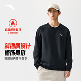 安踏（ANTA）百搭抓绒卫衣男女秋冬季加绒保暖情侣潮流运动休闲打底针织套头衫 【加绒-简约时尚】基础黑7712-2 2XL